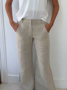 Everyday Wide-Leg Linen Blend Pants in Beige